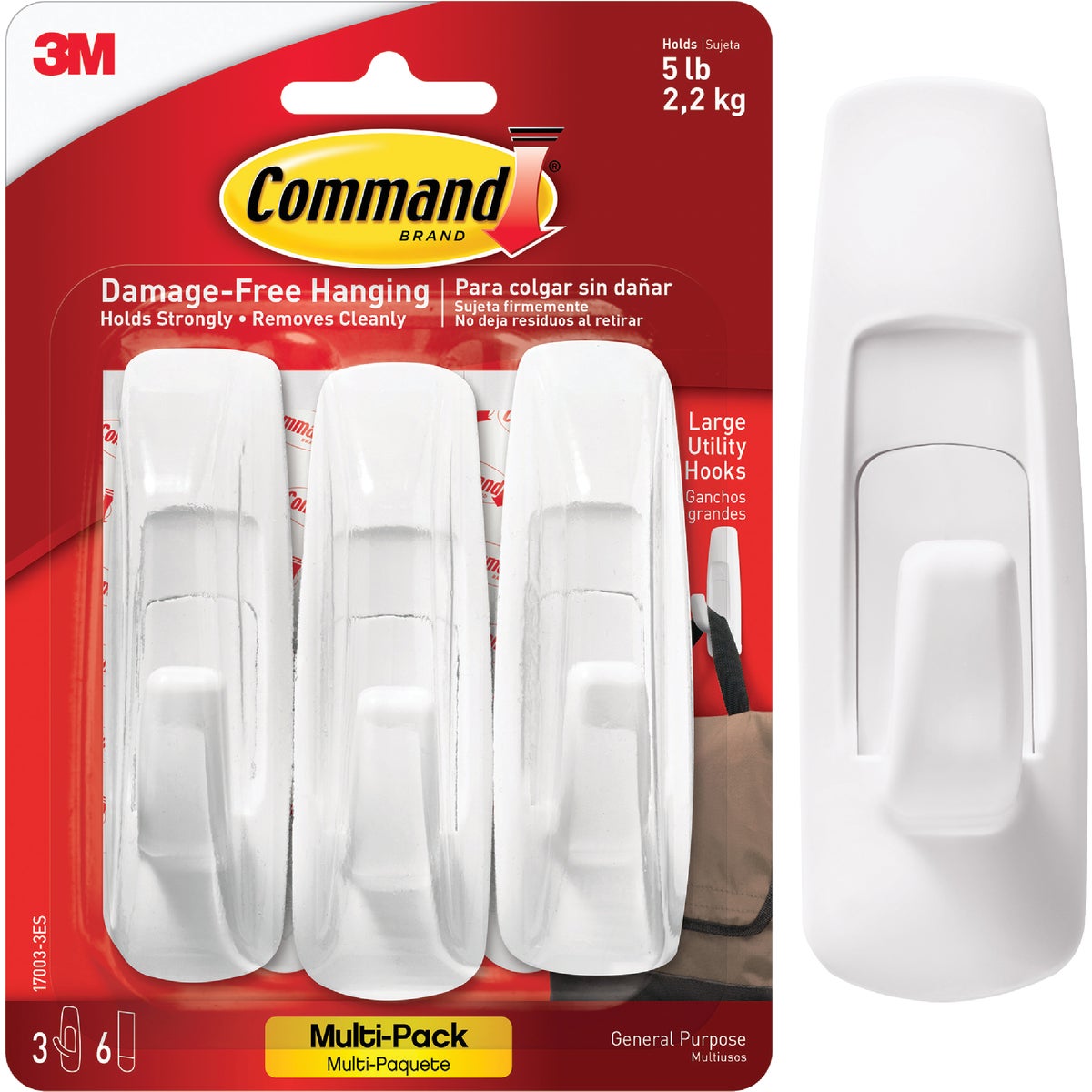 COMMAND LRG UTILITY HOOK - 17003-VP-3PK by 3m Co