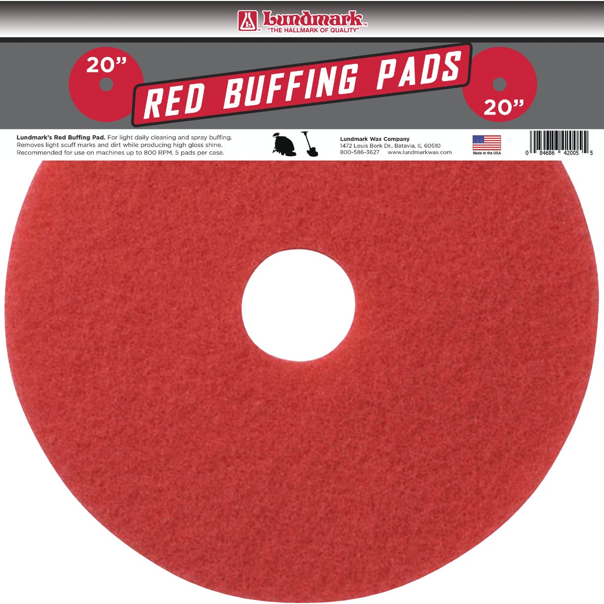 20" RED SCRUB PAD - TKL20R by Lundmark Wax Co