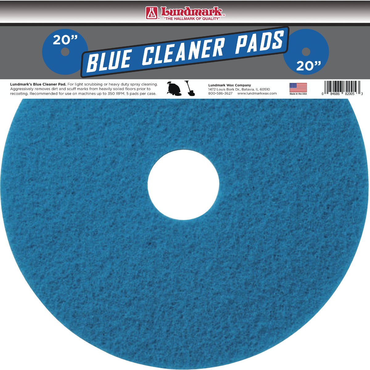 20" BLUE POLISH PAD - TKL20BL by Lundmark Wax Co