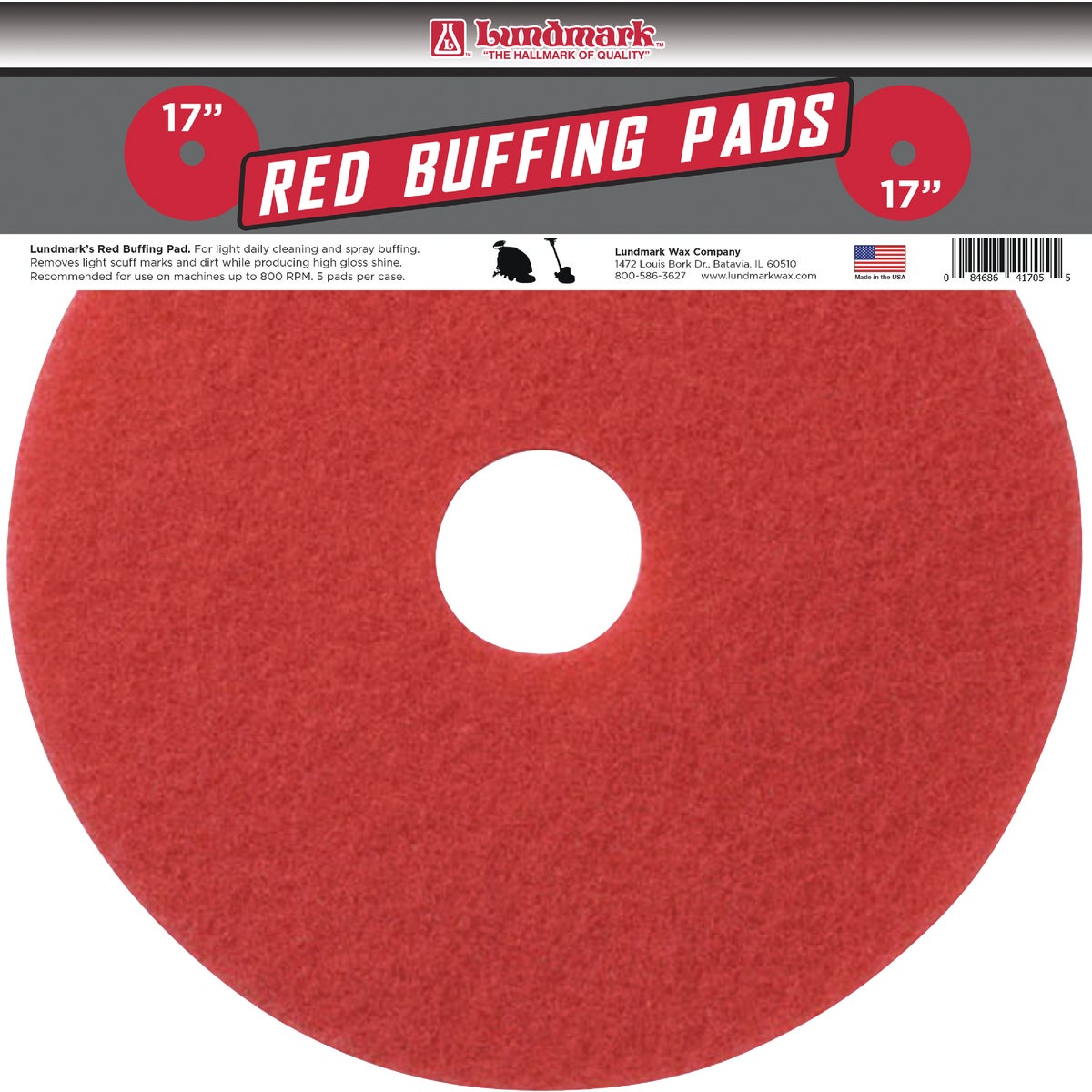 17" RED SCRUB PAD - TKL17R by Lundmark Wax Co