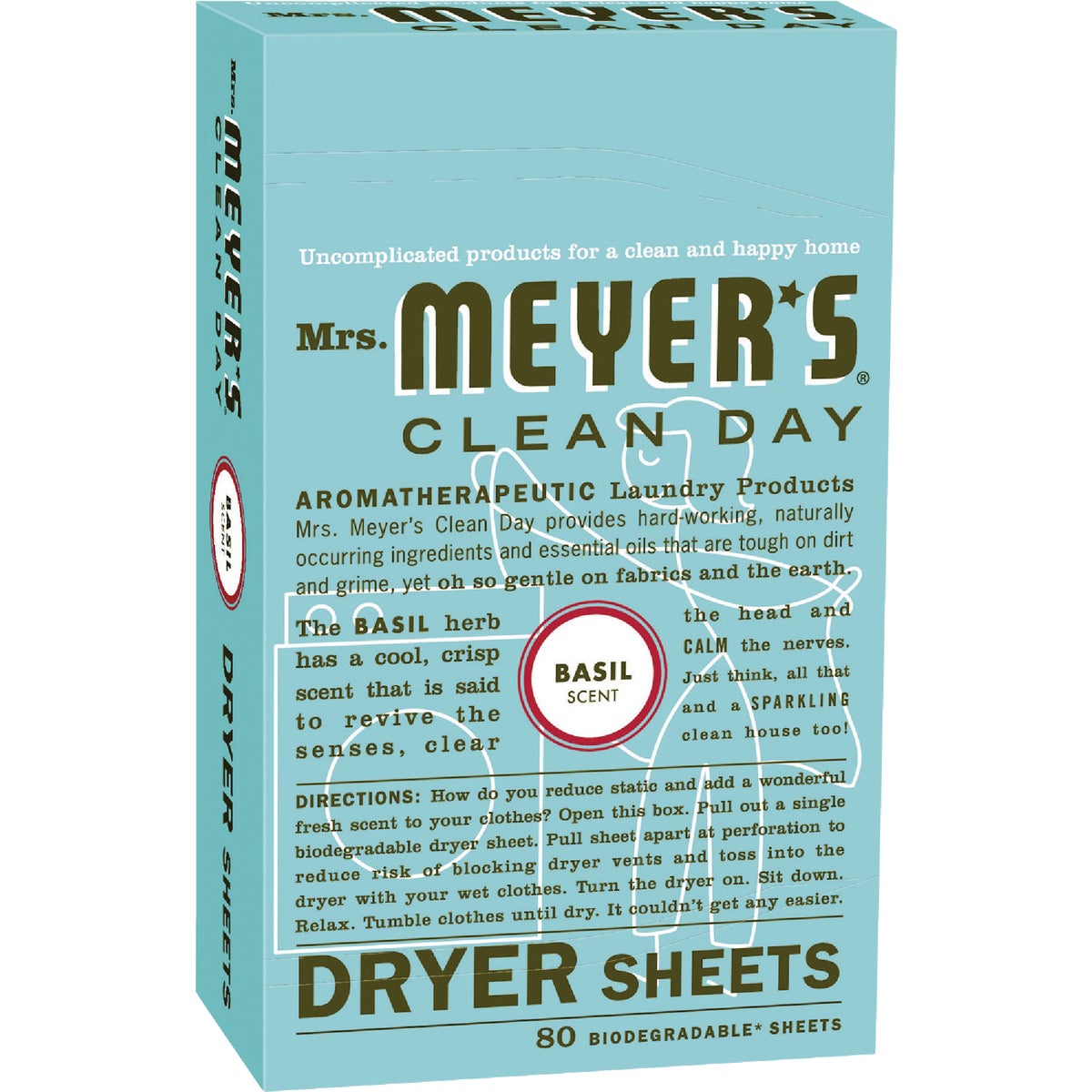 80CT BASIL DRYER SHEETS - 14448 by Mrs Meyers Clean Day