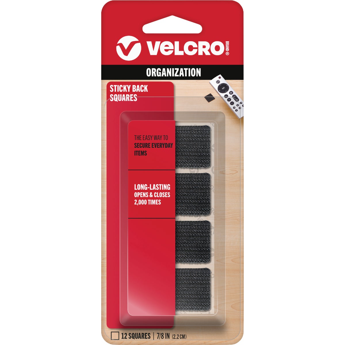BLK SQ ADHESIVE FASTENER - 90072 by Velcro Usa