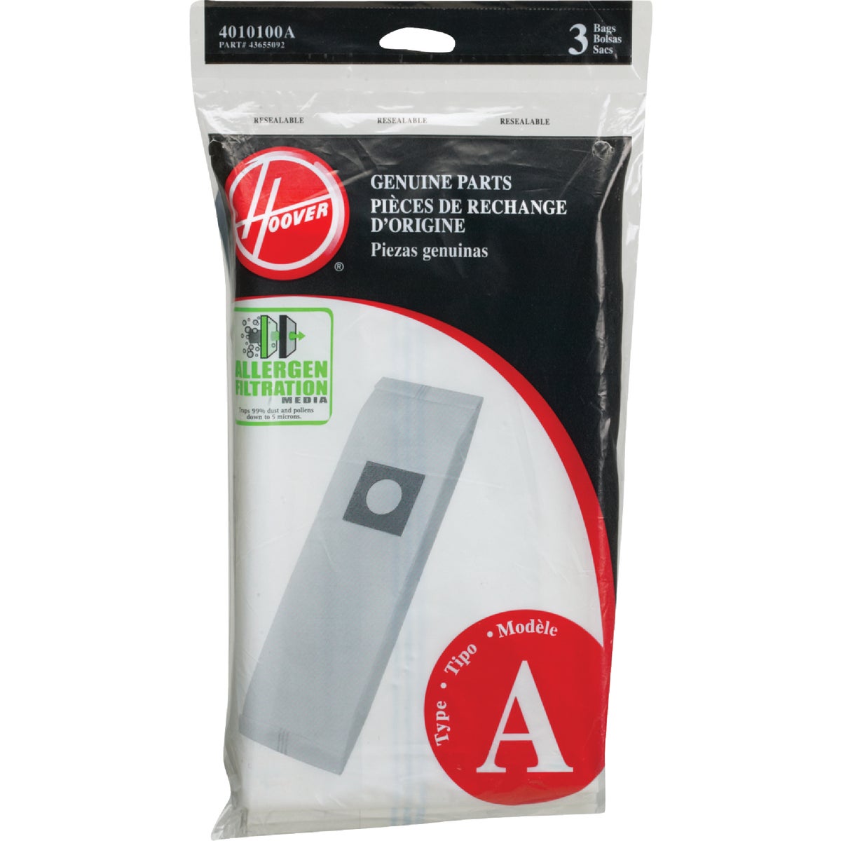 ALLERGEN VAC CLEANER BAG - 4010100A by Hoover Co
