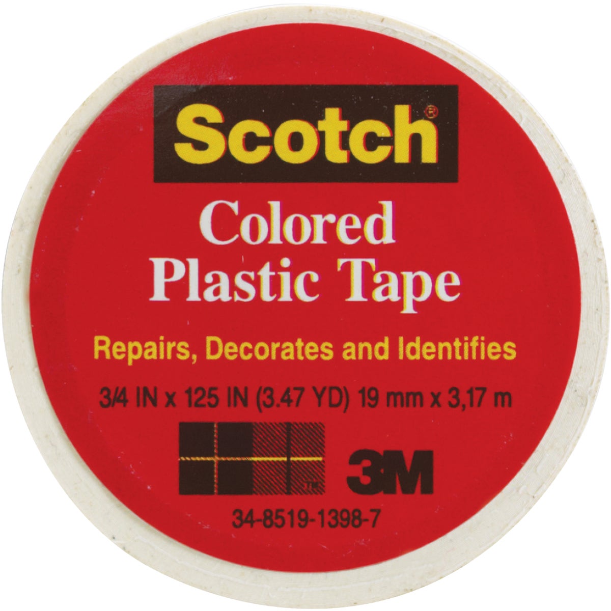 SCOTCH 3/4"WHT PLST TAPE - 190 by 3m Co