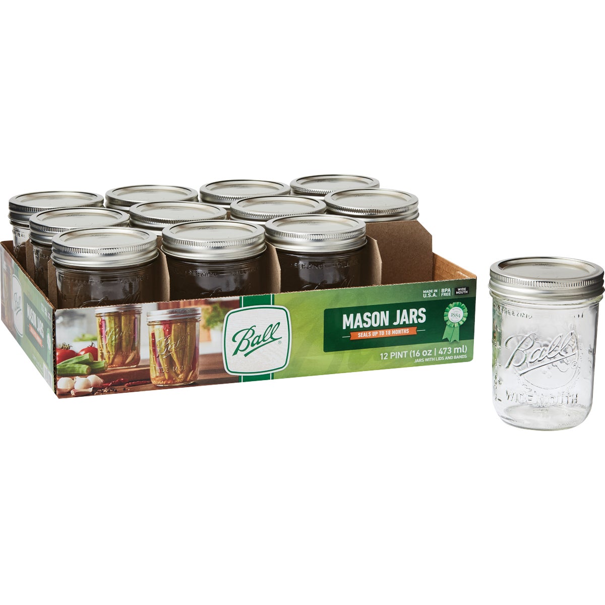 12 1PT W/M MASON JARS - 66000 by Jarden Home Brands