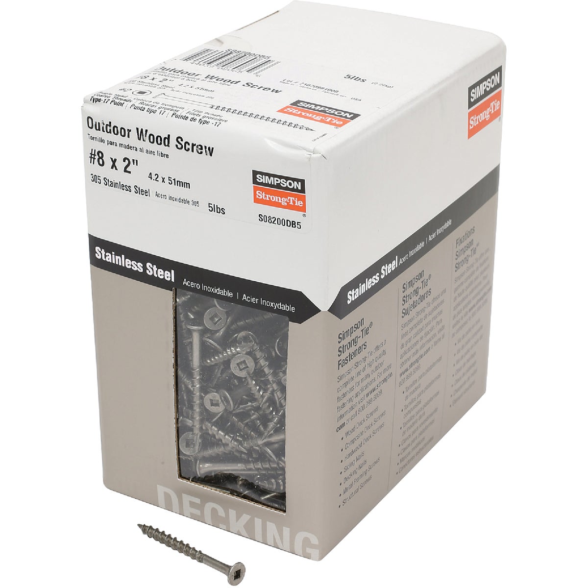 5LB SS 8X2 DECK SCREW - S08200DB5 by Simpson Strong Tie
