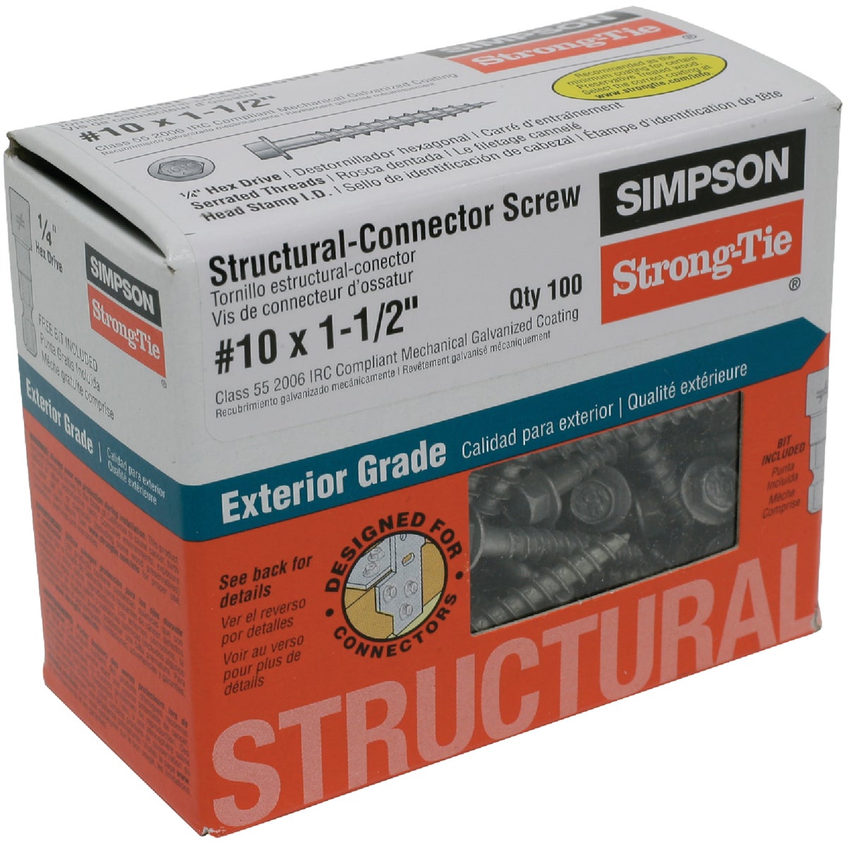 Simpson Strong-Tie 100 #10X1-1/2 WD SCREW SD10112R100