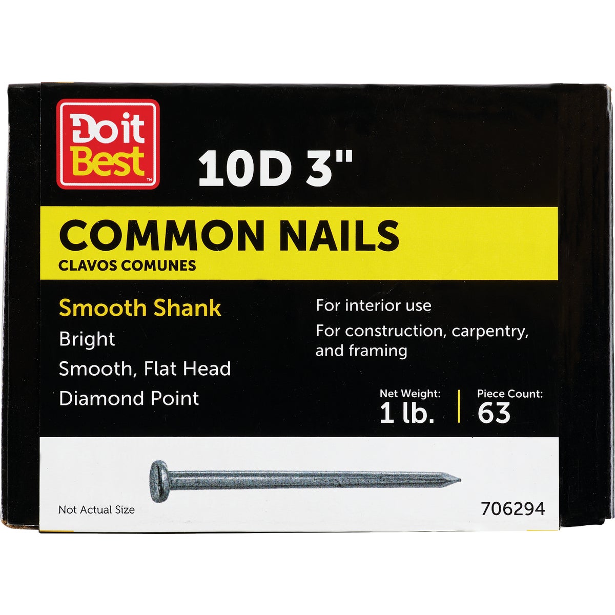 1LB 10D BRT COMMON NAIL - 706294 by Primesource