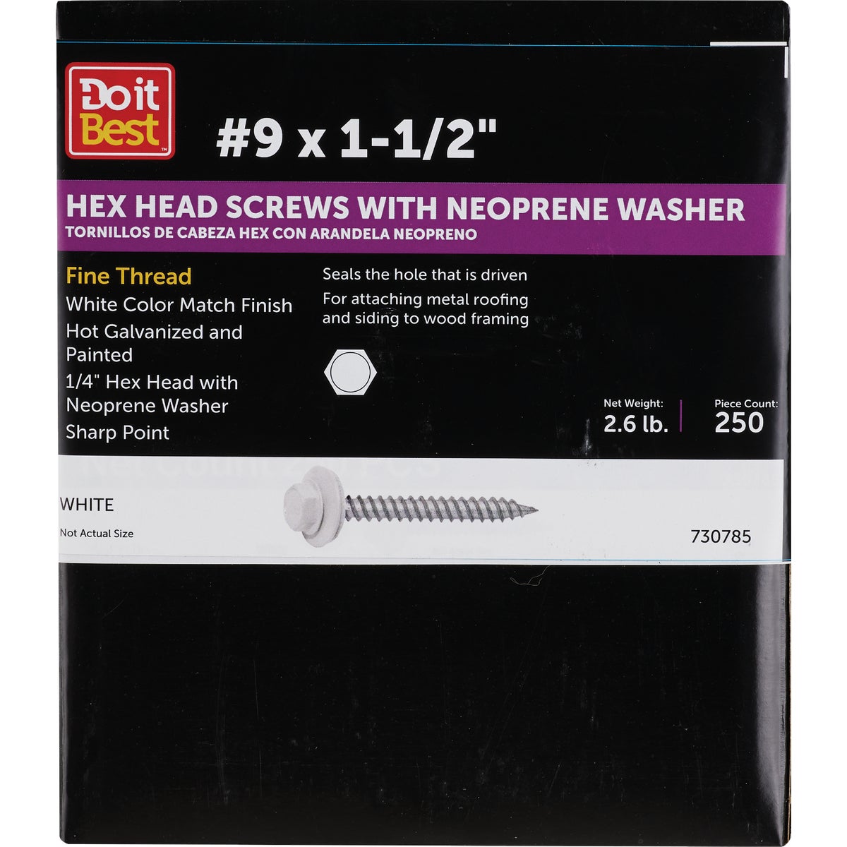 250PC 1-1/2WH FRAM SCREW - 730785 by Primesource