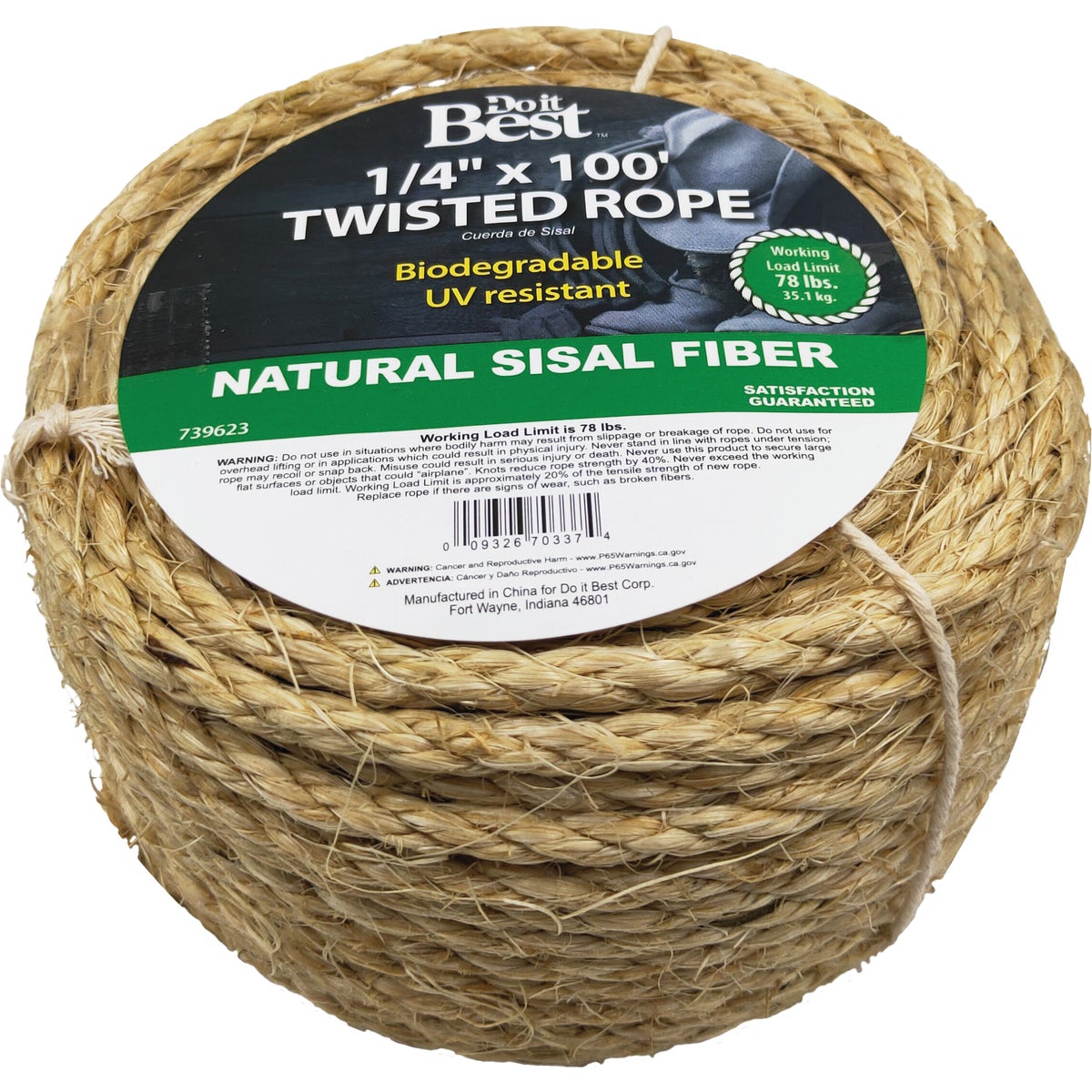 1/4"X100'TWST SISAL ROPE - 739623 by Do it Best