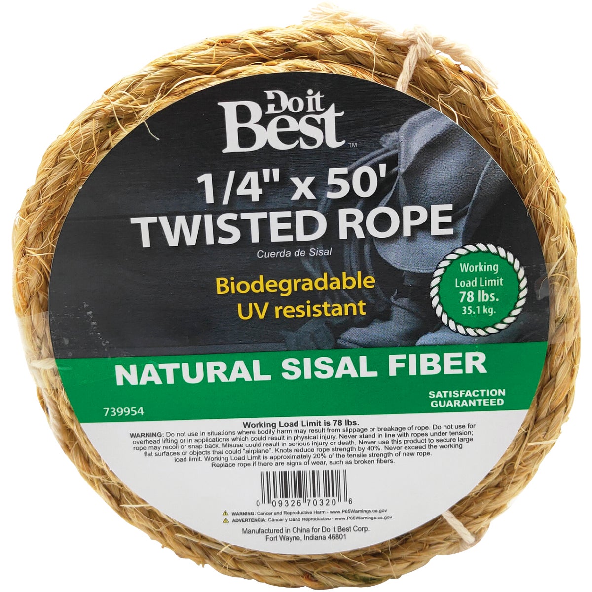 1/4"X50' TWST SISAL ROPE - 739954 by Do it Best