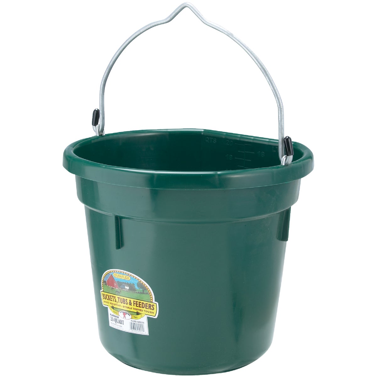 20QT FLAT BACK BUCKET - P20FBGREEN by Miller Manufacturing