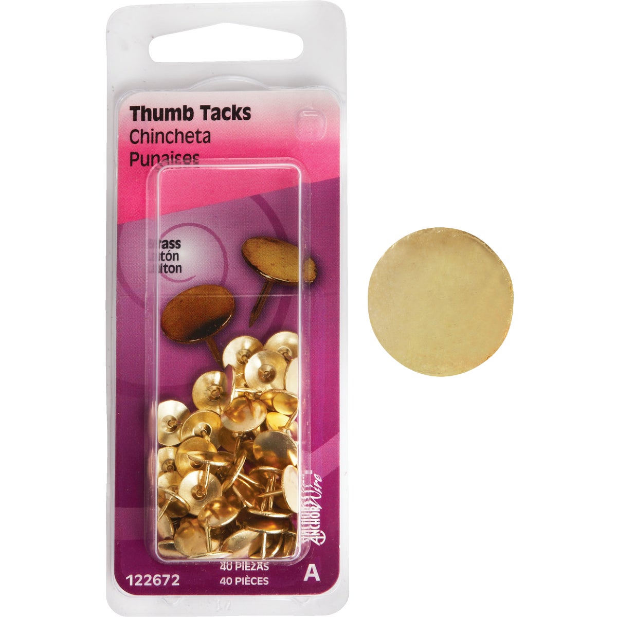 Hillman Fastener Corp 40PC BRS THUMB TACK 122672