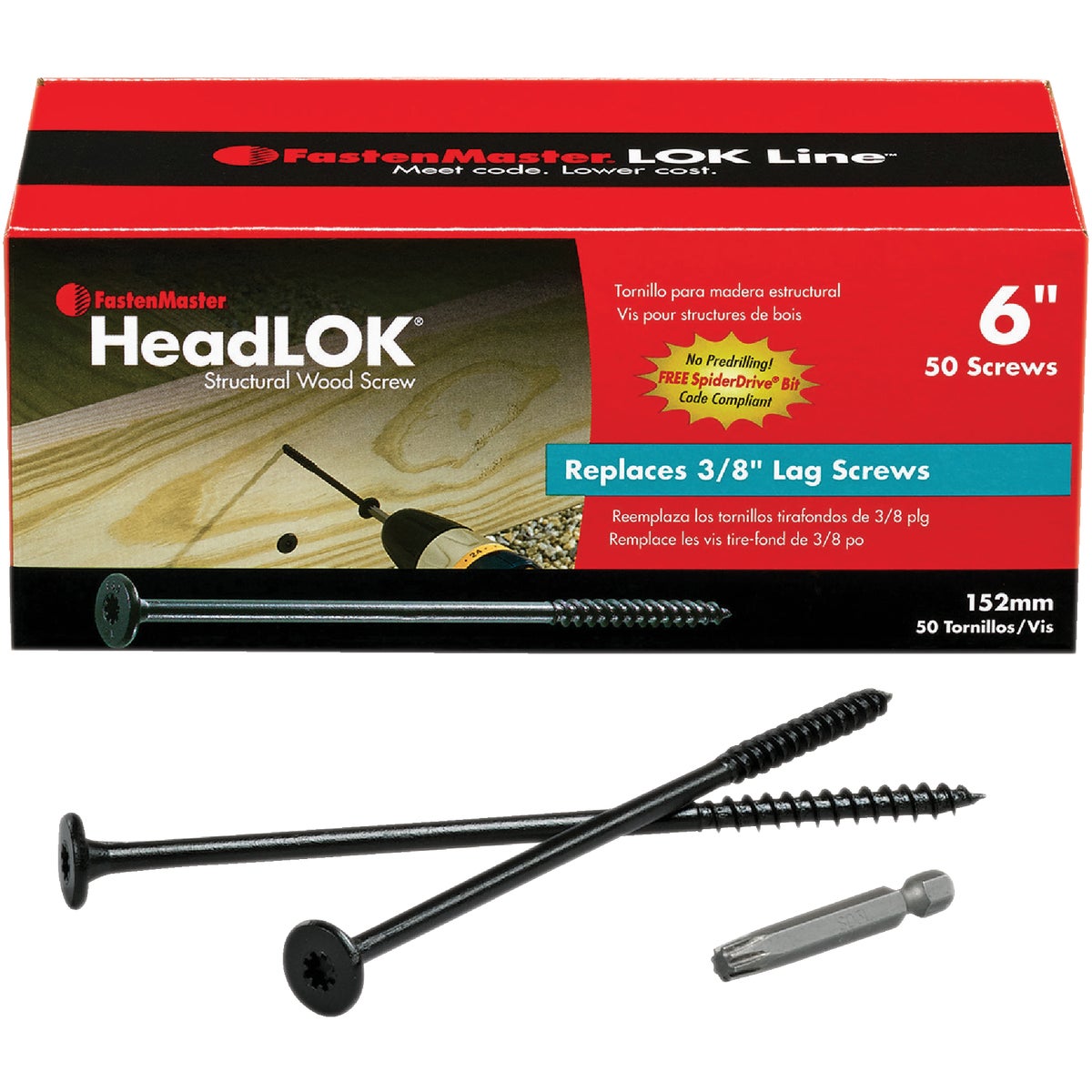 50PC 6" SCREWS HEADLOK - FMHLGM006-50 by Fastenmaster Omg