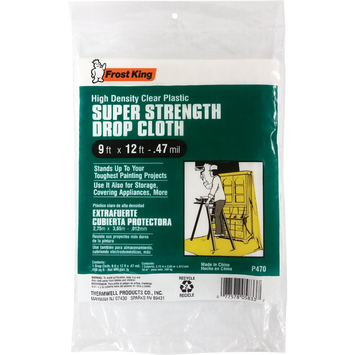 9X12 PLASTIC DROP CLOTH - 626205 by Berry Plastics