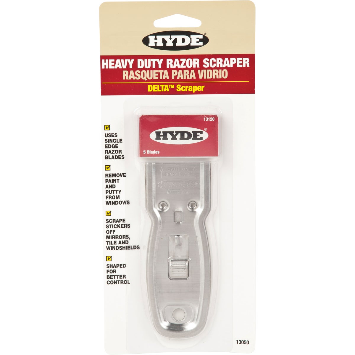 GLASS SCRAPER W/5 BLADES - 13050 by Hyde Mfg Co