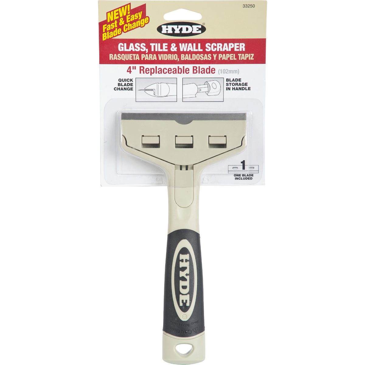 4" GLASS/TILE SCRAPER - 33250 by Hyde Mfg Co