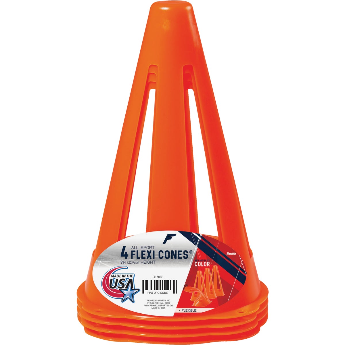 4PK 9" SAFETY CONES - 3130S1 by Franklin Sports