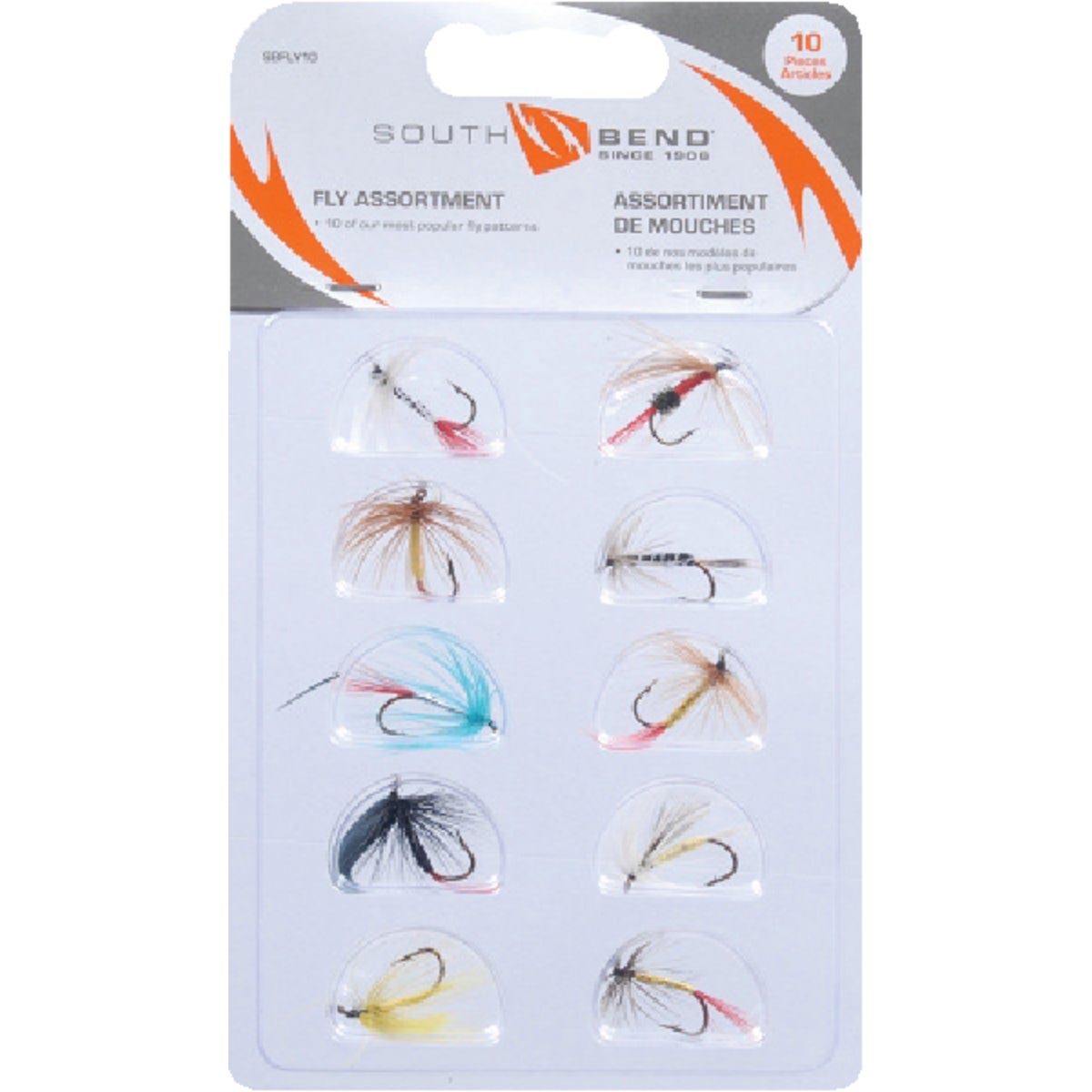 10PK ASSORTED DRY FLIES - 1004 by South Bend Sptg Good