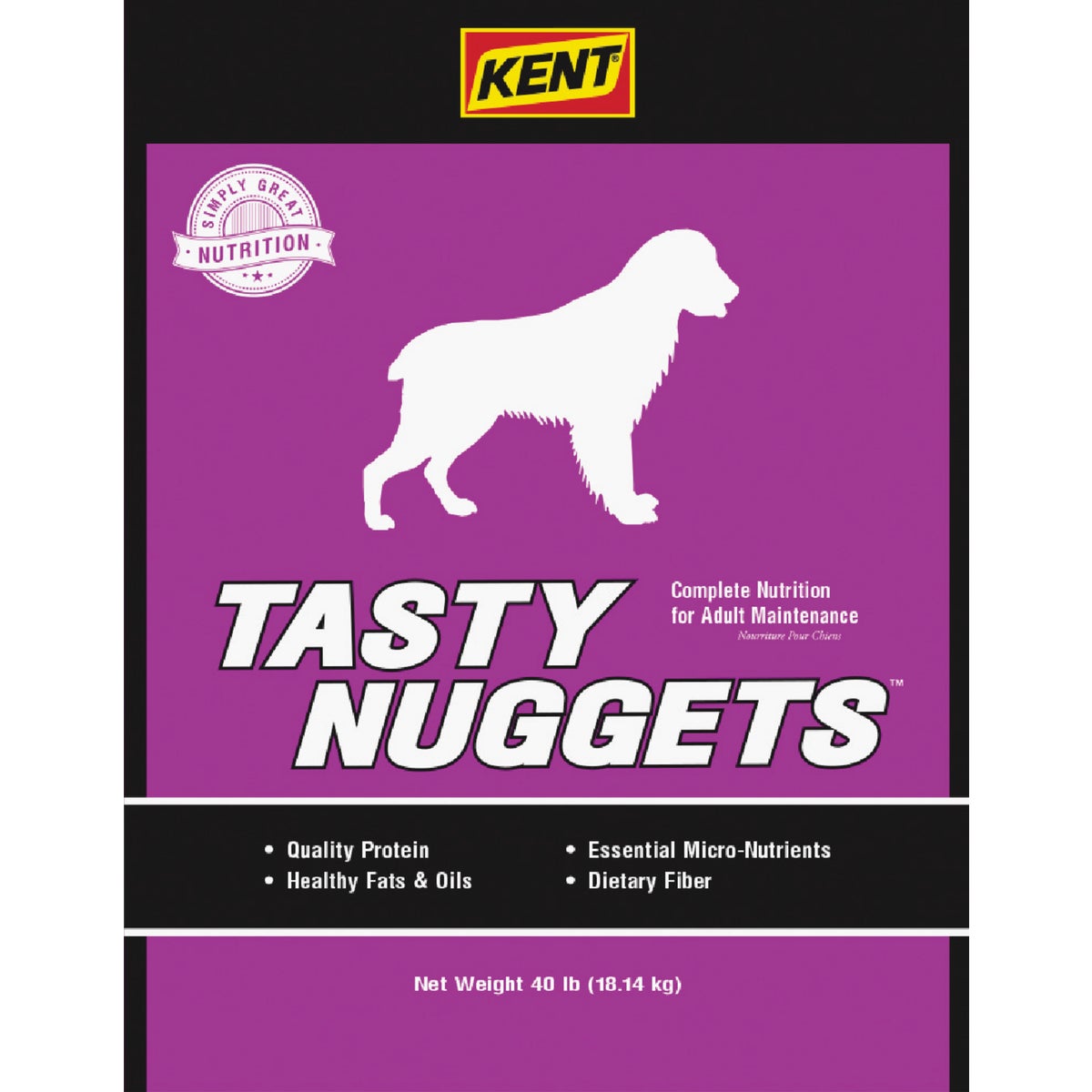40LB TASTY NUGT DOG FOOD - 7866 by Kent Feeds Inc
