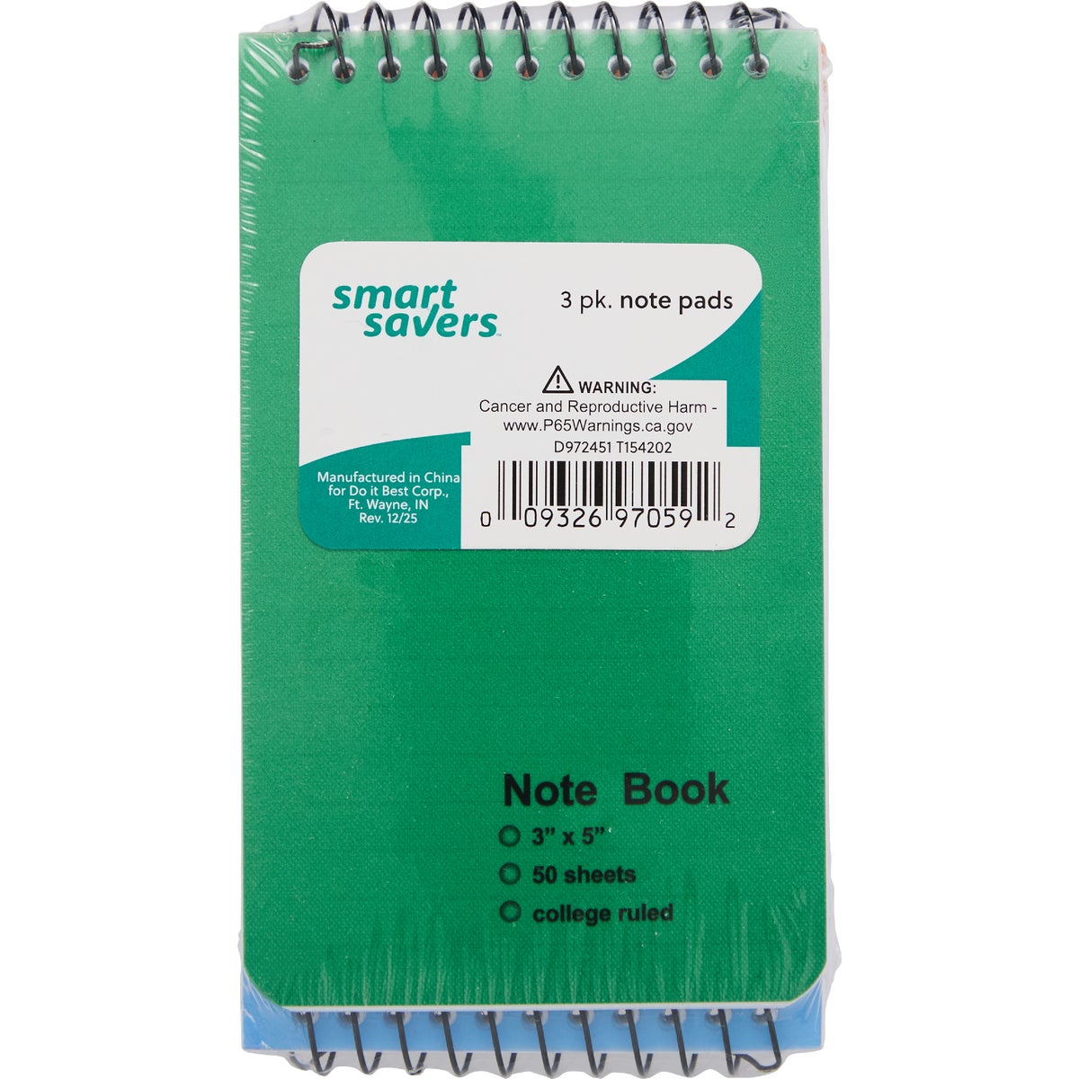 3PK NOTE PADS - 10244 by Do it Best