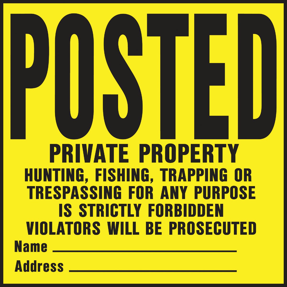 11X11 POSTED LEGAL SIGN - YP-1 by Hy Ko Prods Co