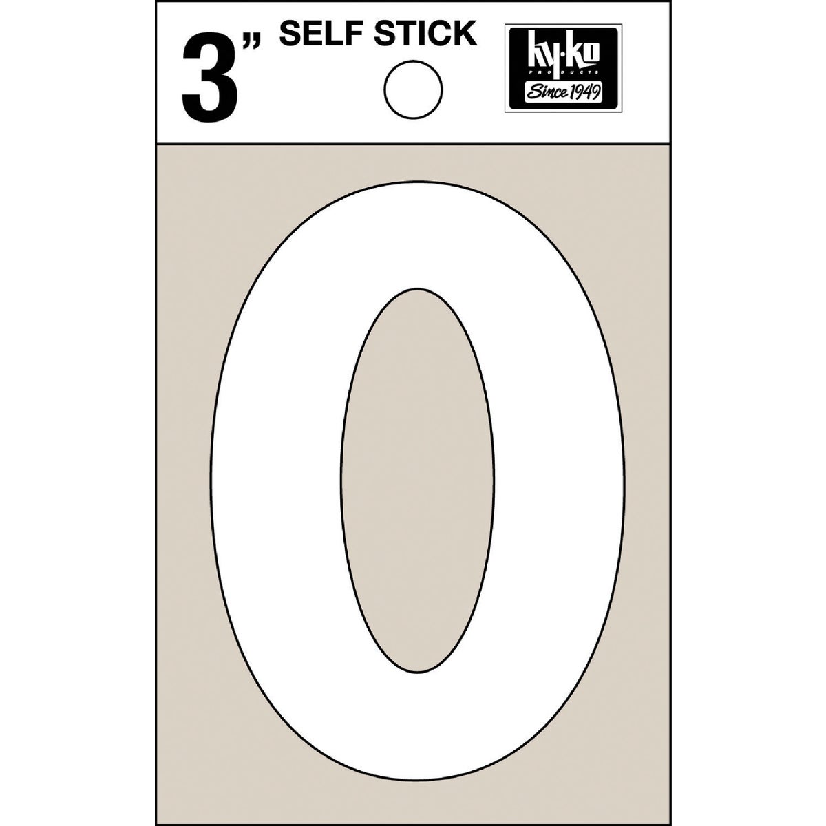 3" WHT VINYL NUMBER 0 - 30510 by Hy Ko Prods Co