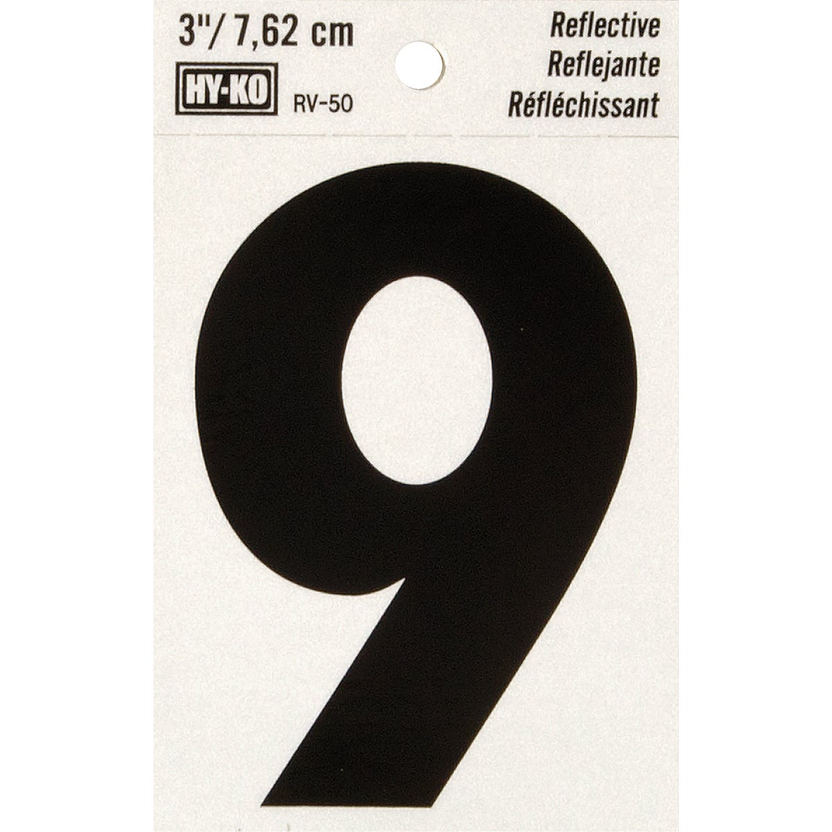 3" REFLECT NUMBER 9 - RV-50-9 by Hy Ko Prods Co