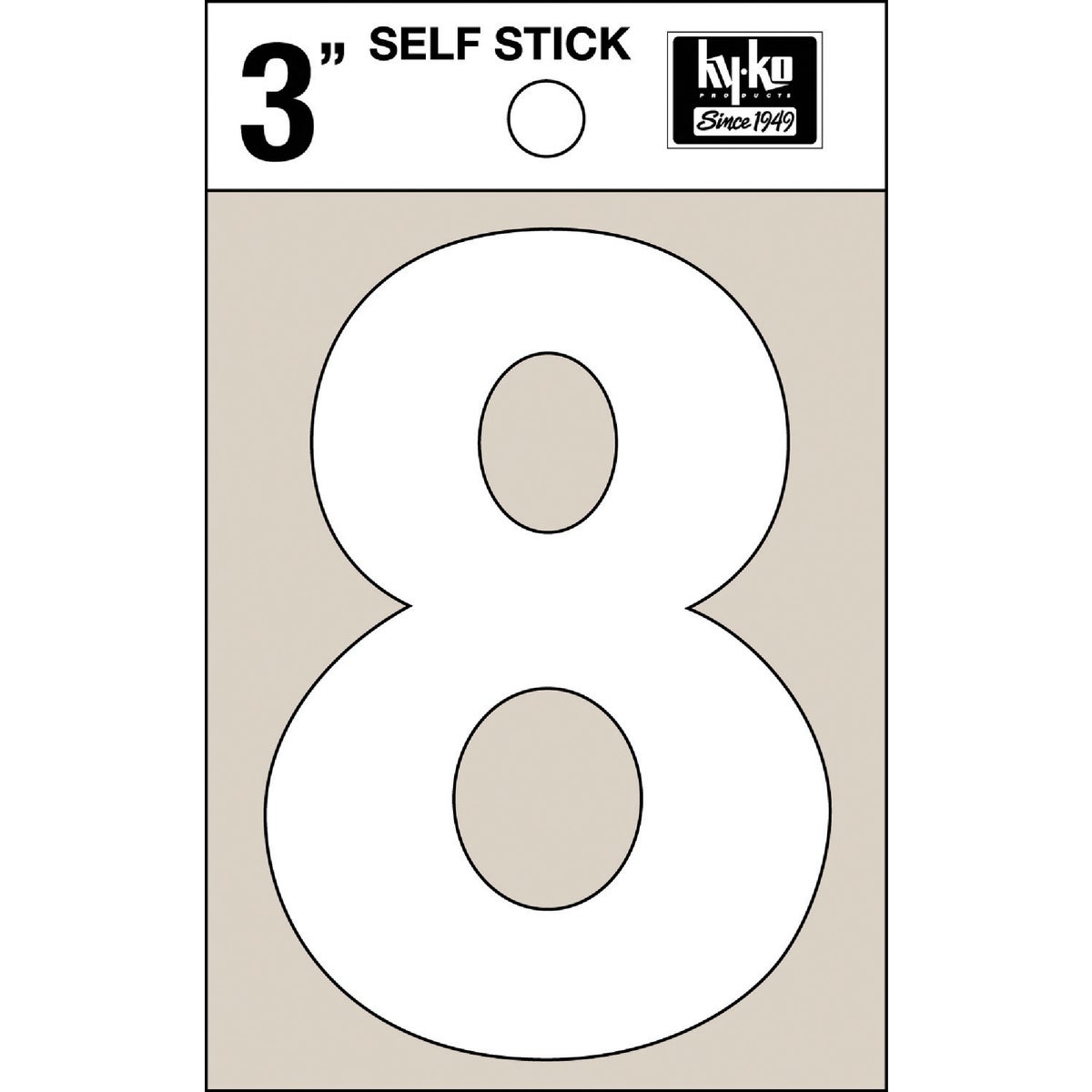 3" WHT VINYL NUMBER 8 - 30508 by Hy Ko Prods Co