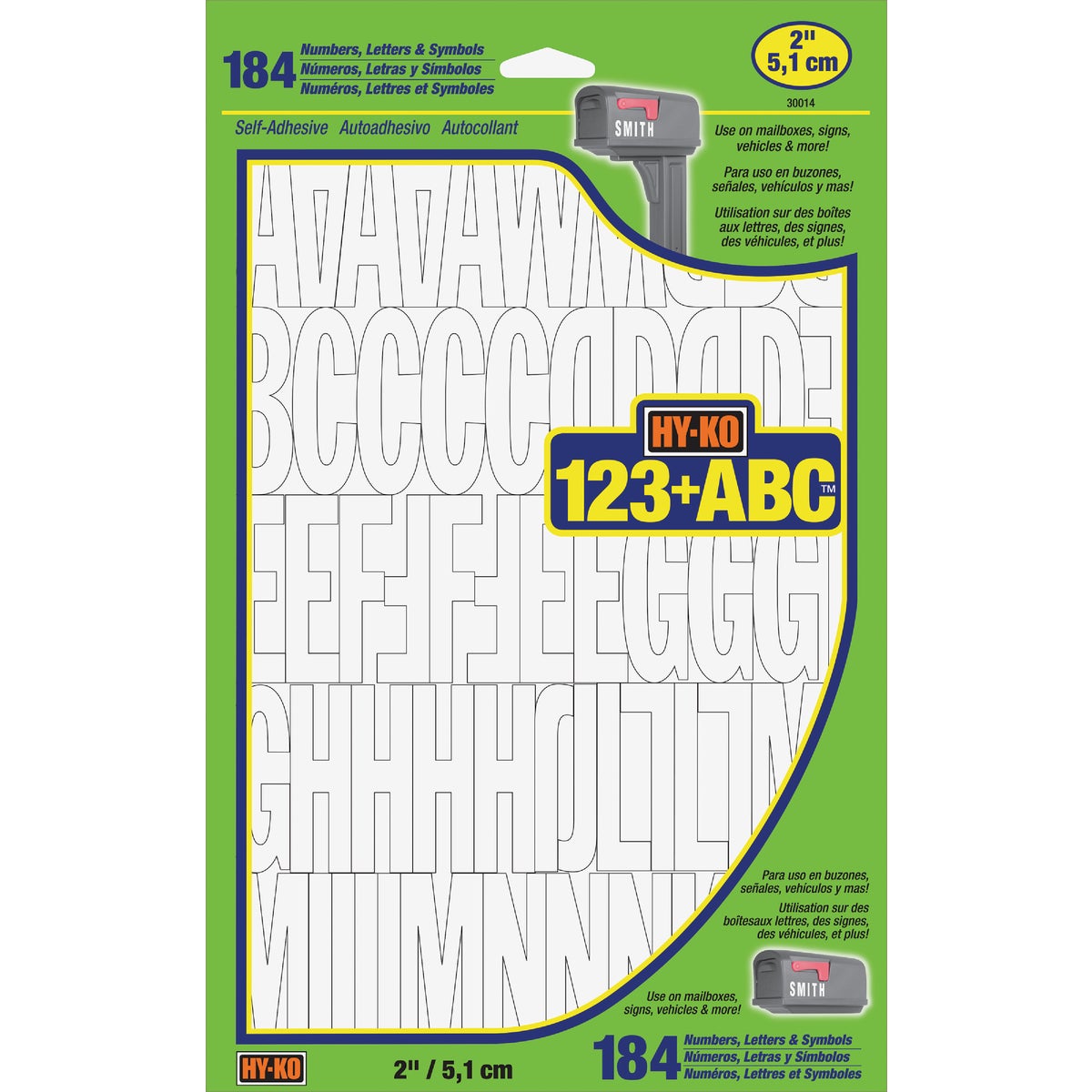2" WHT LTR/NUMBER SET - 30014 by Hy Ko Prods Co