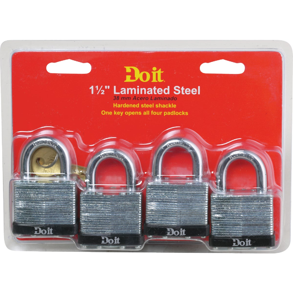 4PK 1-1/2" LAMNT PADLOCK - 1803QDIB by Master Lock Company