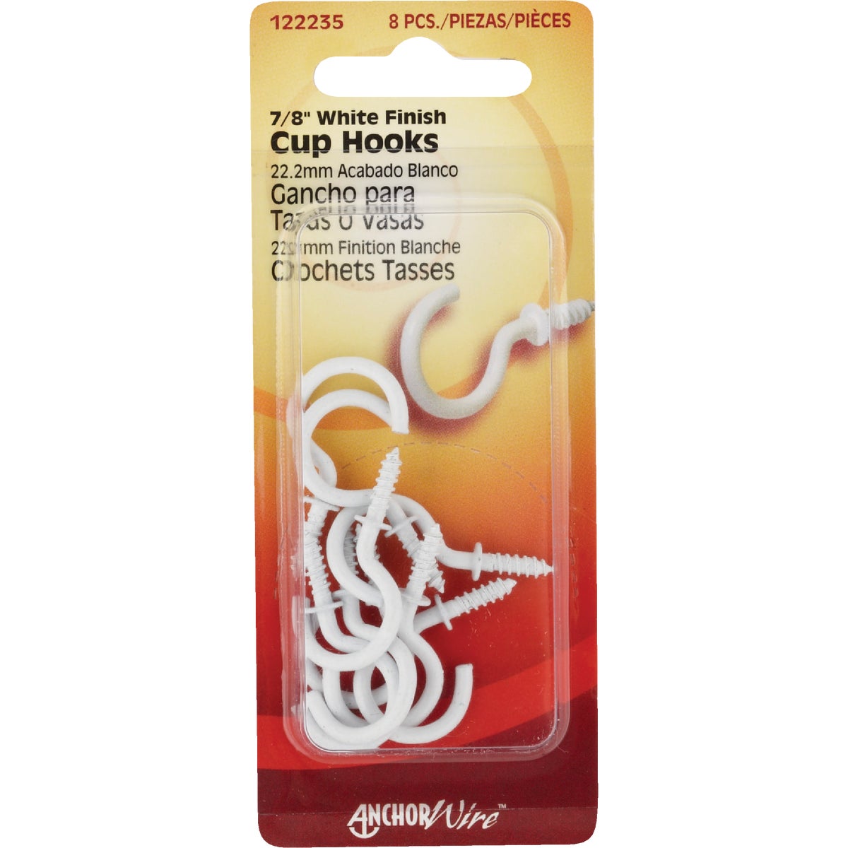 7/8" WHT CUP HOOK - 122235 by Hillman Fastener