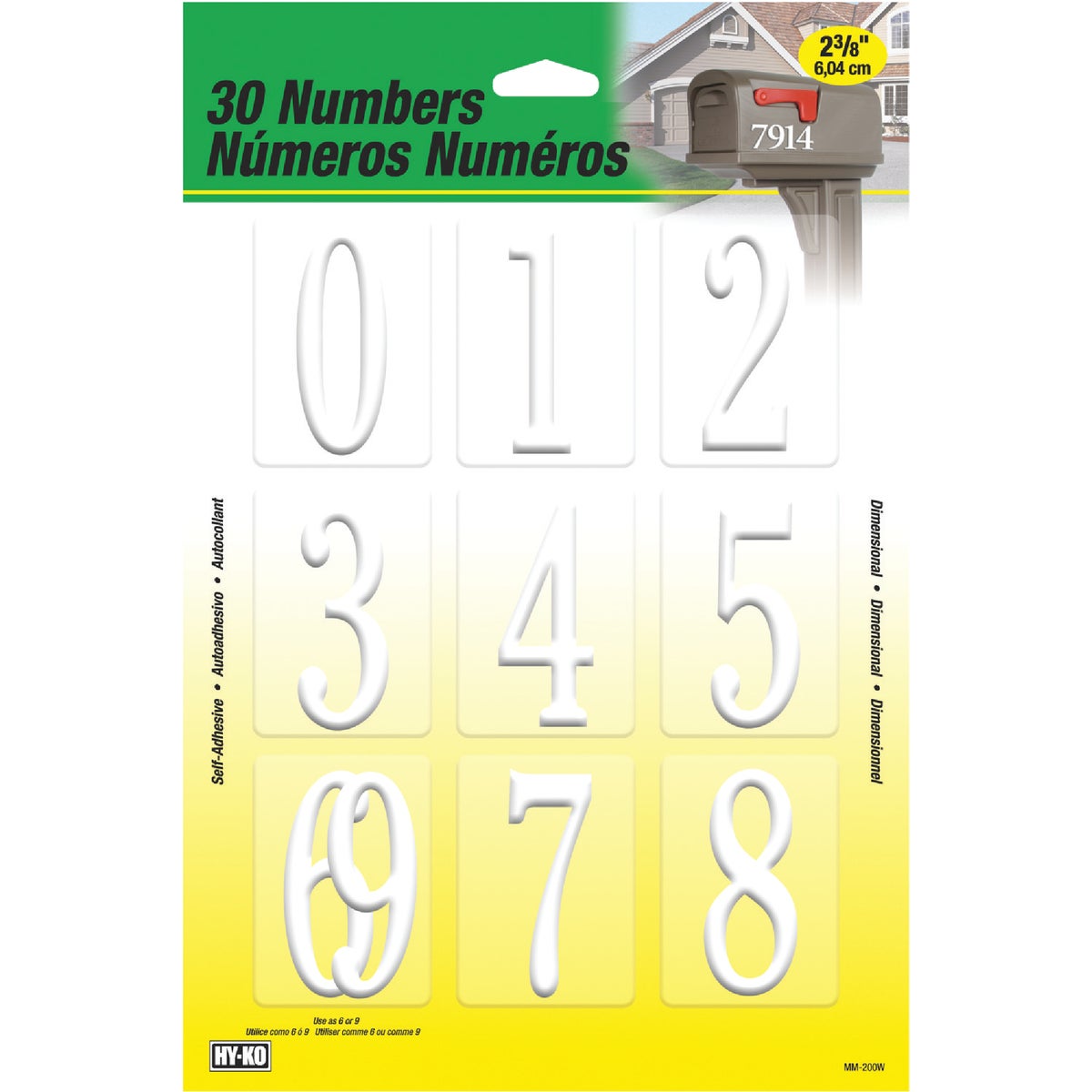2.375" PKG WHITE NUMBERS - MM-200W by Hy Ko Prods Co