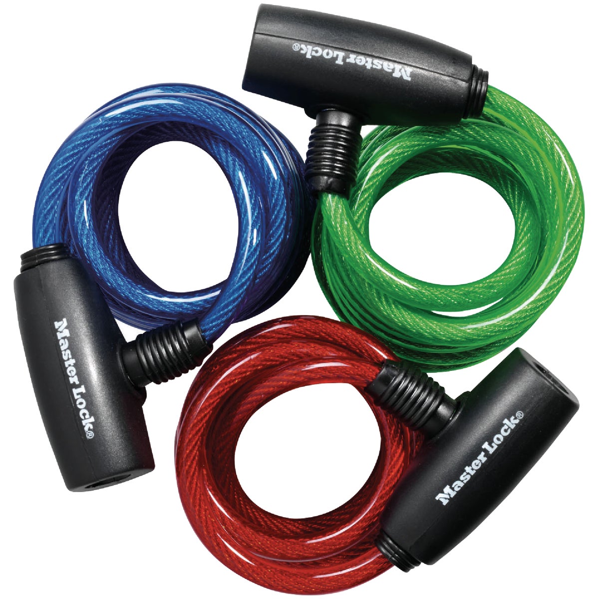 3PK 6'X8MM BIKE LOCKS - 8127TRI by Master Lock Company