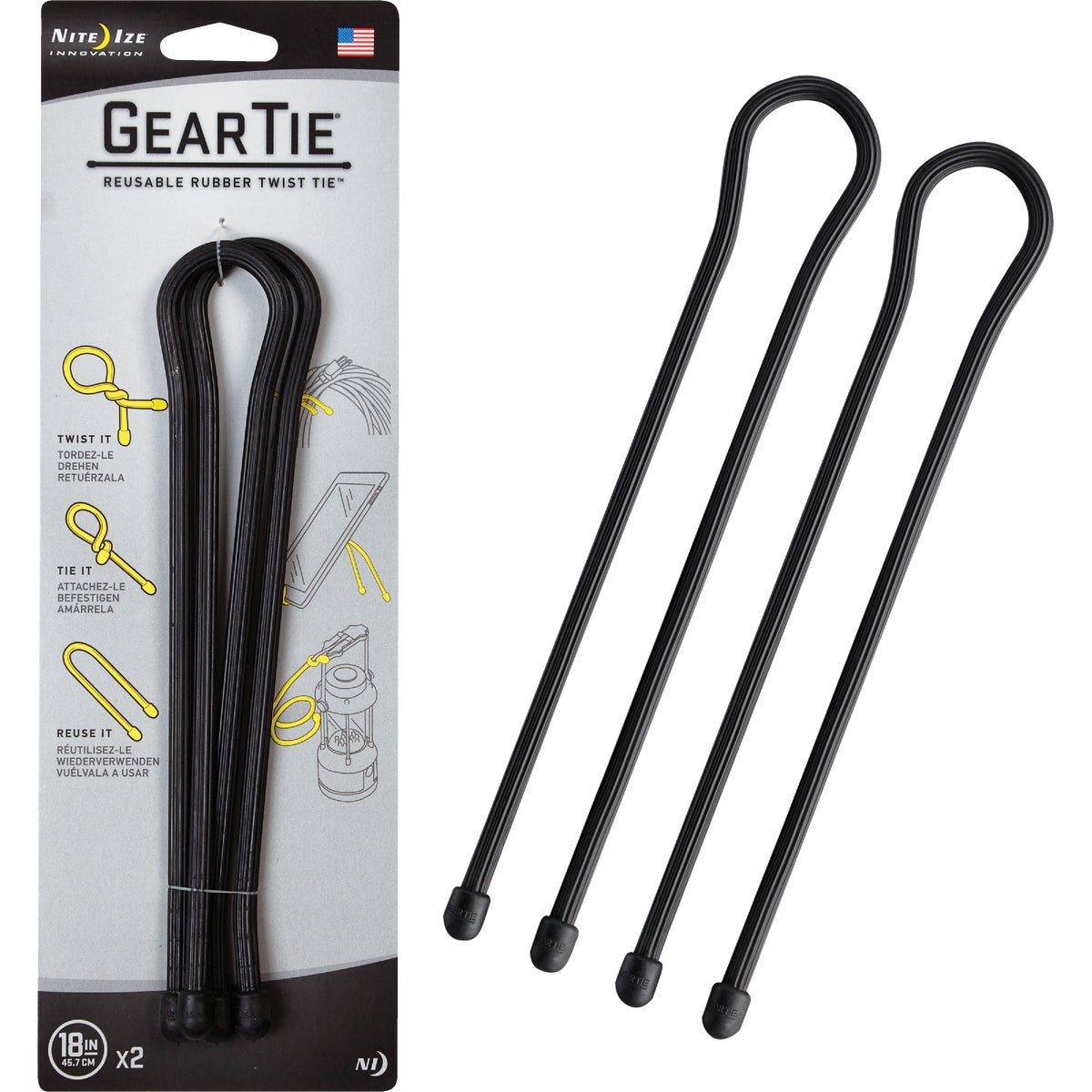 BLK 18" 2PK TWIST TIE - GT18-2PK-01 by Nite Ize   Rcp