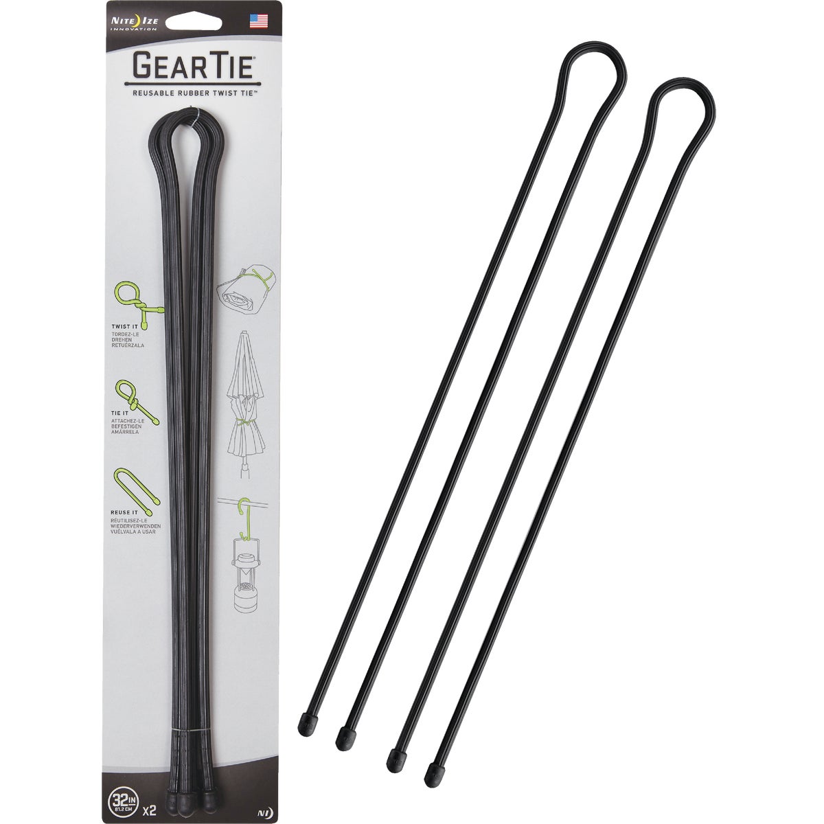 BLK 32" 2PK TWIST TIE - GT32-2PK-01 by Nite Ize   Rcp