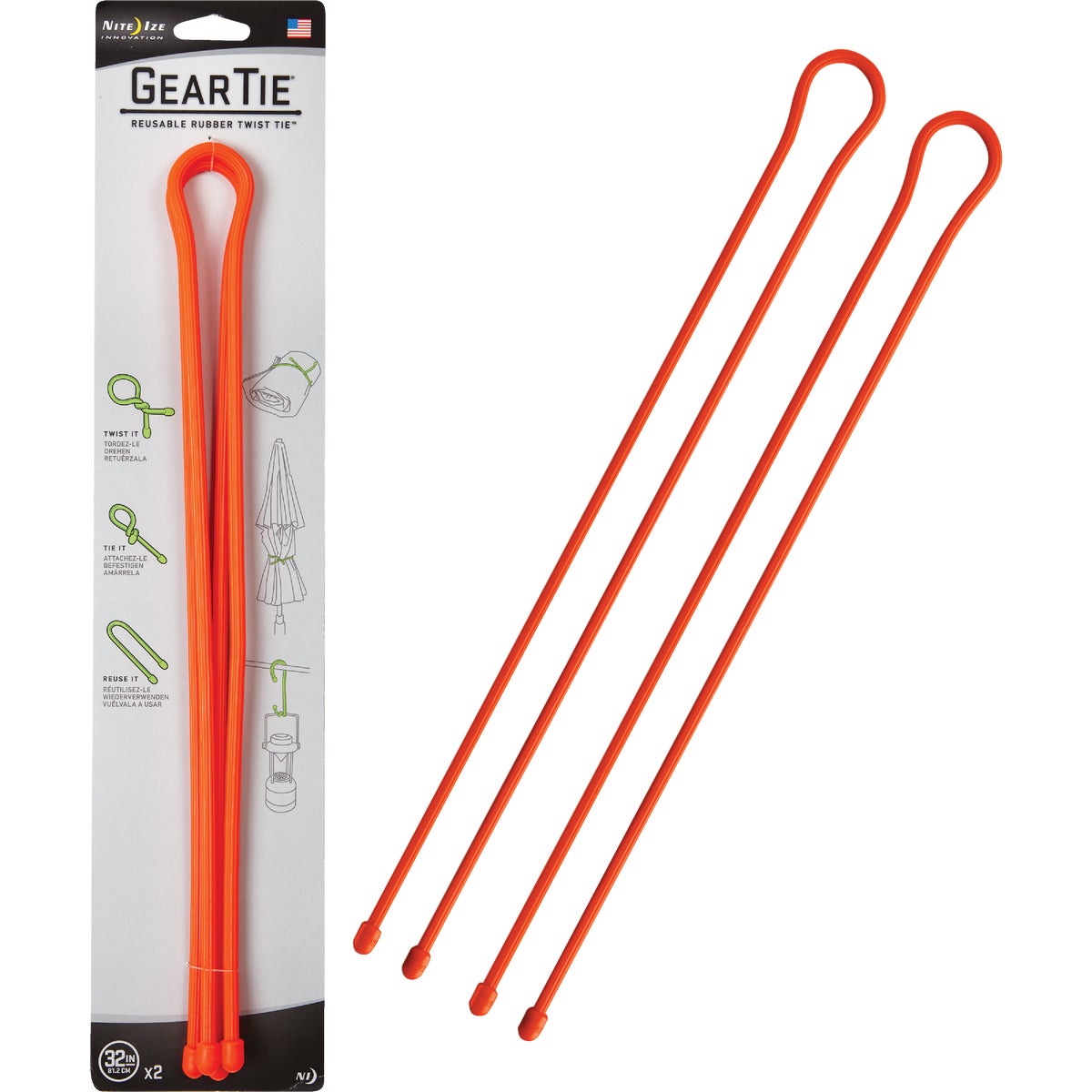 2PK 32" ADJ TWIST TIE - GT32-2PK-31 by Nite Ize   Rcp