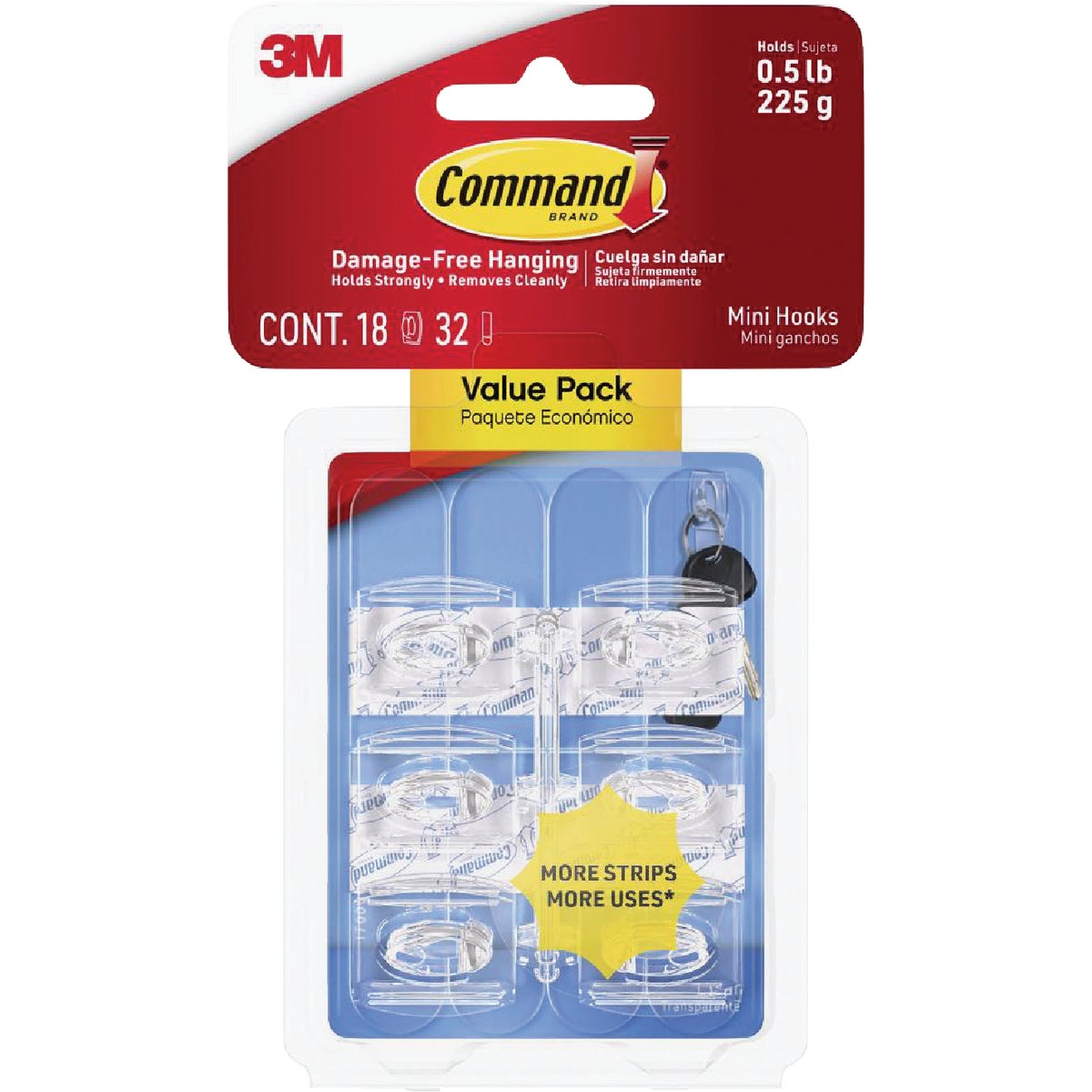 COMMAND CLR MINI HOOK - 17006CLR-VP-18PK by 3m Co