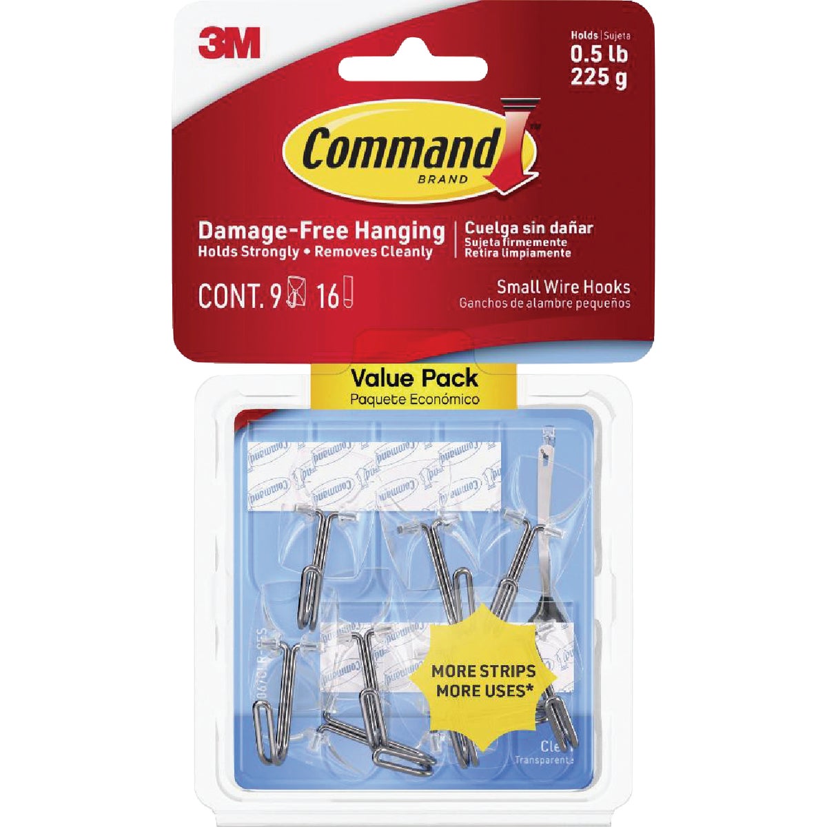 COMMAND CLR WIRE HOOK - 17067CLR-VP-9PK by 3m Co