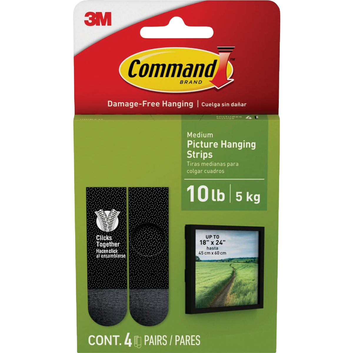 CMND BLK PICT HANG STRIP - 17201BLK-3PK by 3m Co