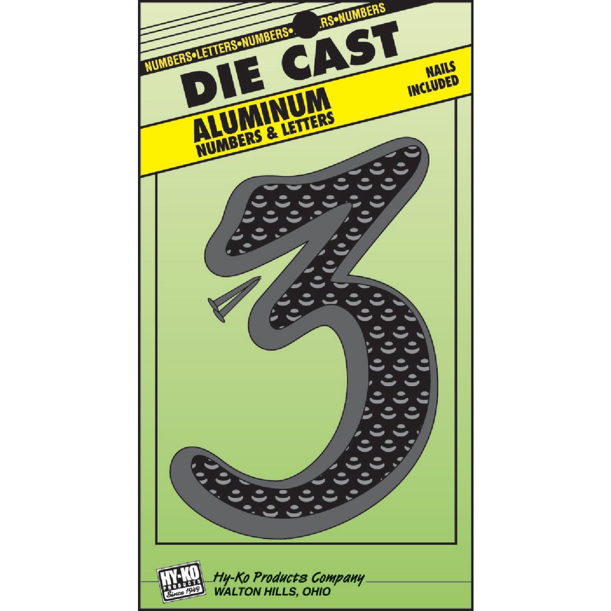 4-1/2" Black Aluminum Number 3 - DC-5/3 by Hy Ko Prods Co