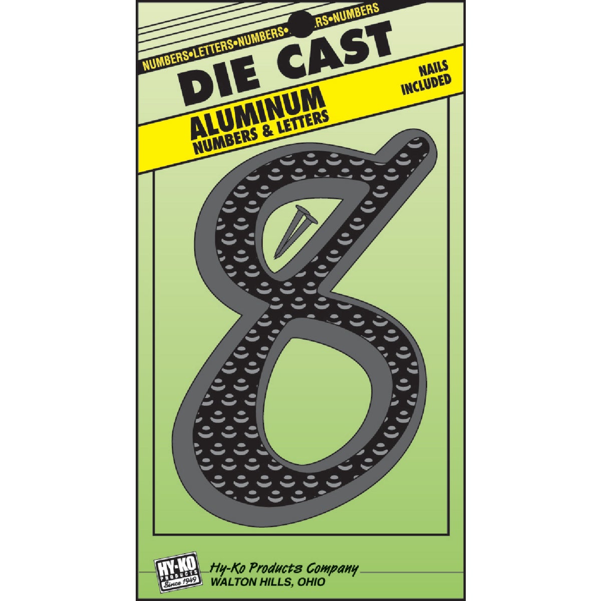 4-1/2" Black Aluminum Number 8 - DC-5/8 by Hy Ko Prods Co