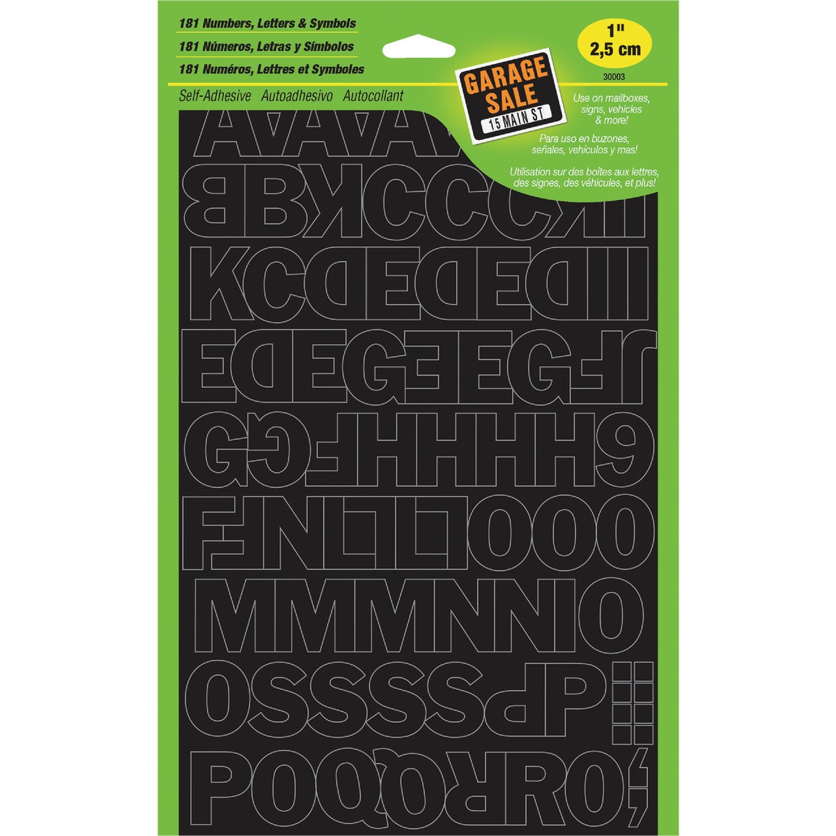 1" BLK LTR/NUMBER SET - 30033 by Hy Ko Prods Co