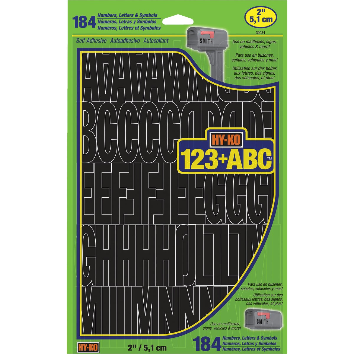 2" BLK LTR/NUMBER SET - 30034 by Hy Ko Prods Co