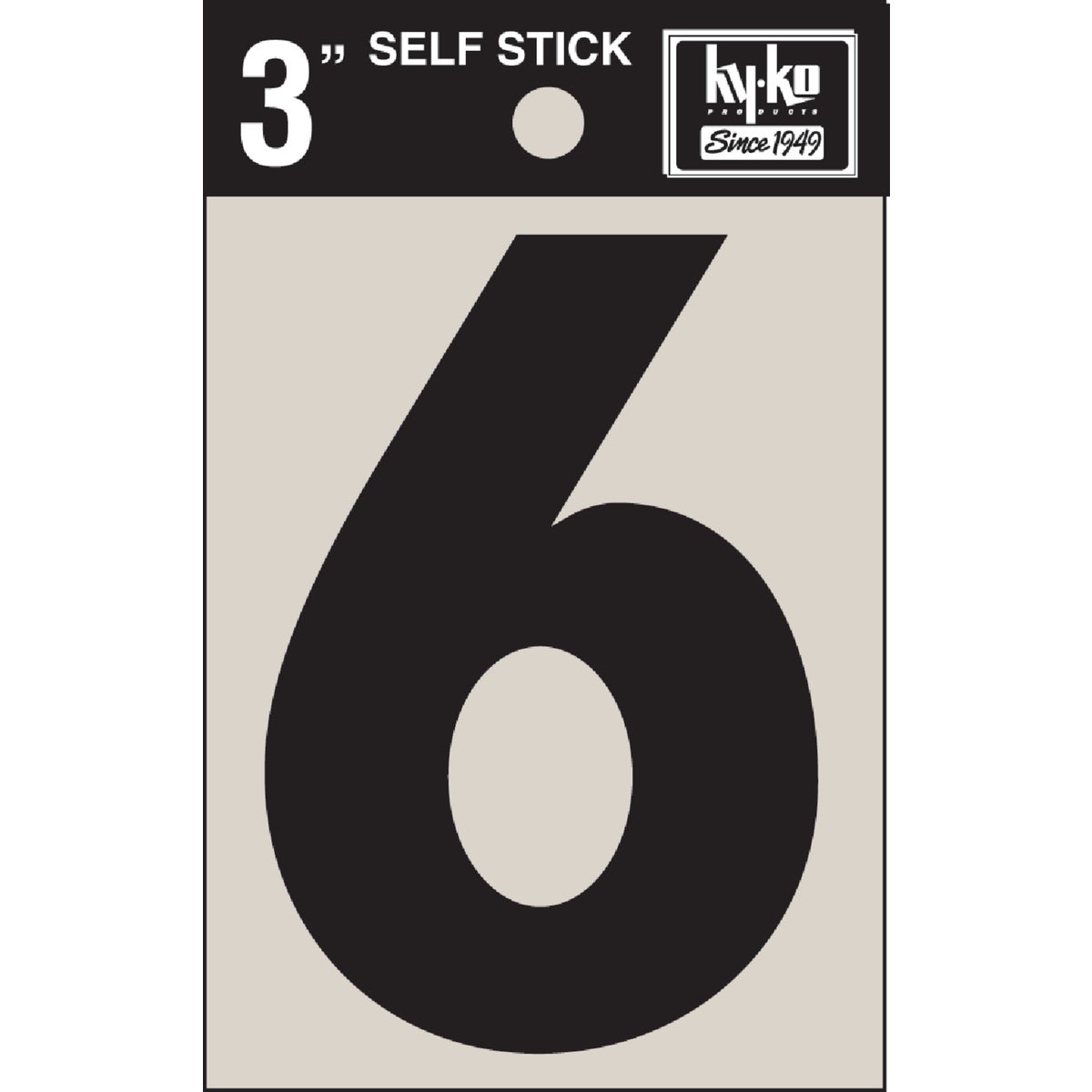3" BLK VINYL NUMBER 6 - 30406 by Hy Ko Prods Co
