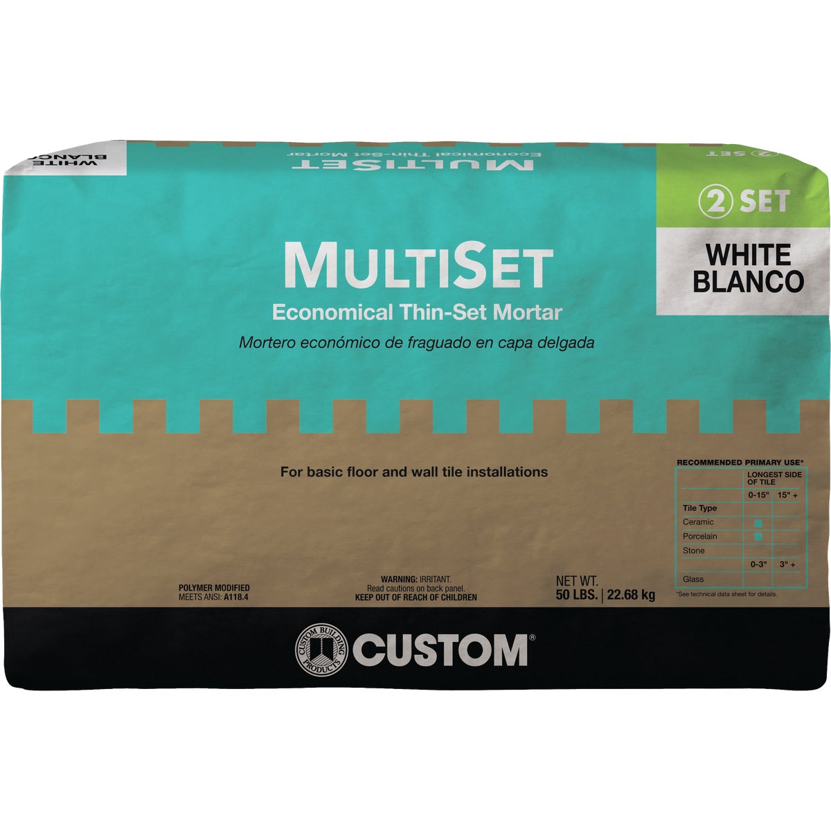 50LB WHT MULTISET MORTAR - MSMW50 by Custom Building Prod