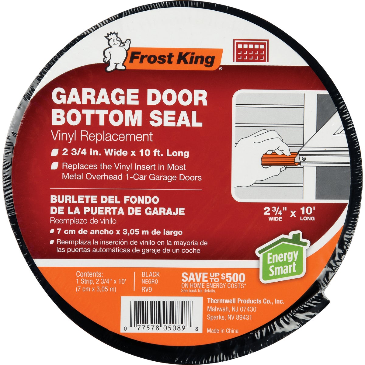 2-3/4"X10'GARAGE DR SEAL - RV9 by Thermwell Prods Co