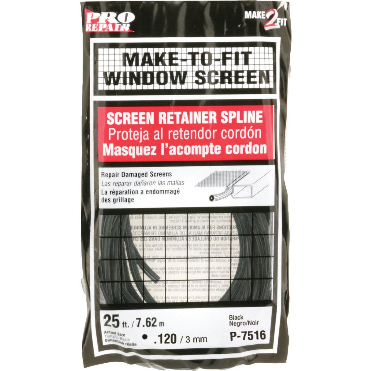 .120X25' BLK SCRN SPLINE