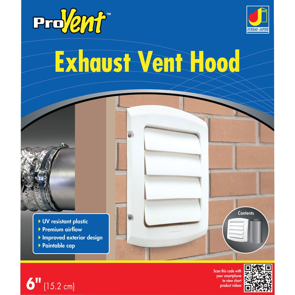 6"WHT LOUVERED VENT HOOD - BLH6WZW by Dundas Jafine