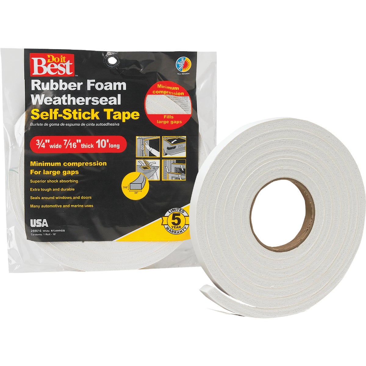 3/4X7/16"X10' WHT TAPE